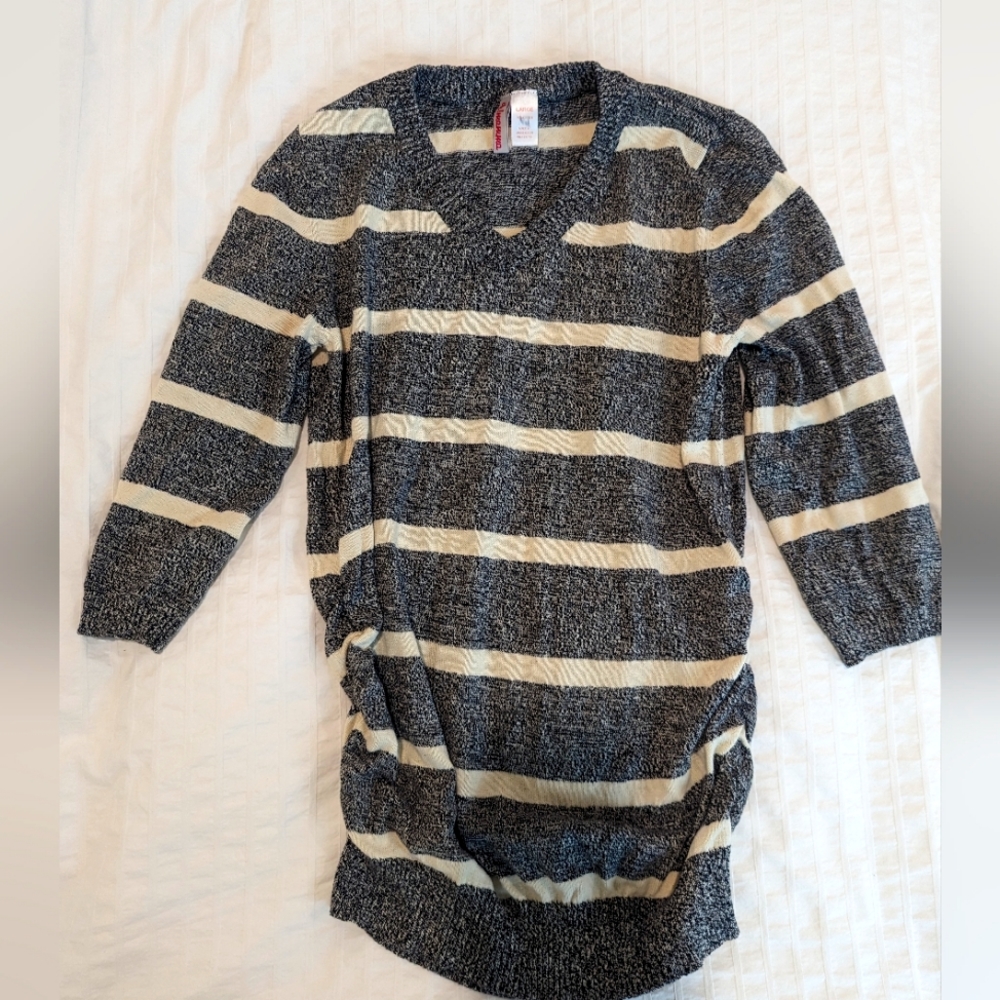 Striped MATERNITY sweater, gray and off white